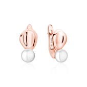 Cercei argint placati cu aur roz cu perle naturale albe si tortite DiAmanti SK25213GEL_W-G